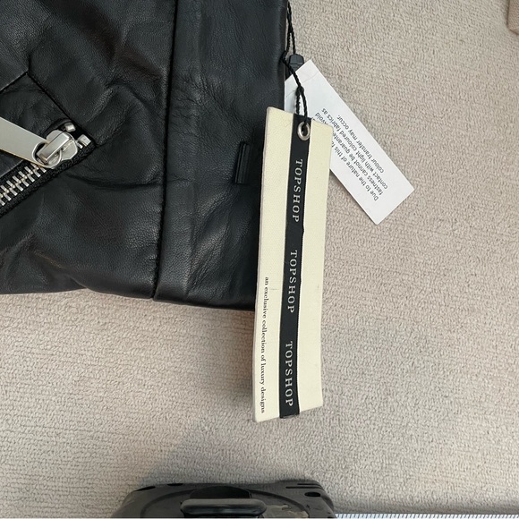 NWT Topshop Black Genuine Leather Skirt Sz 4 - Picture 10 of 15